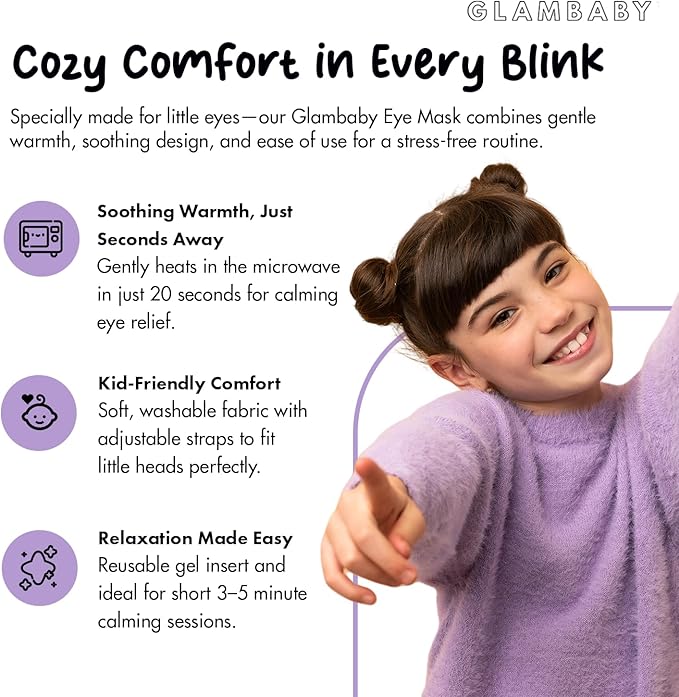 GlamBaby Eye Care - Unbearable Bump™ Eye Mask - Stye Mask for Kids - One Heat and Cooling mask - Microwave Safe