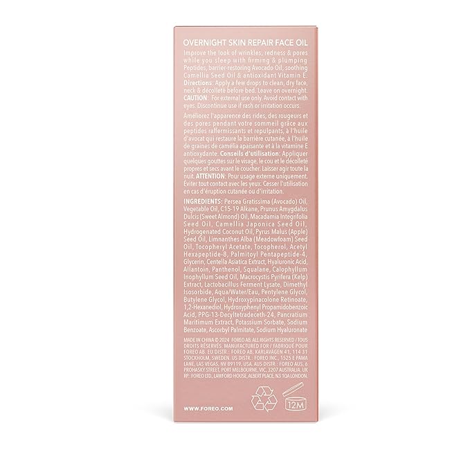 FOREO SUPERCHARGED Overnight Skin Repair Face Oil - Organic Vitamin E Oil with Avocado & Camellia Oil - Nourishing Facial Oil for Radiant, Smooth Skin - Vegan & Cruelty-Free - 1 fl. Oz