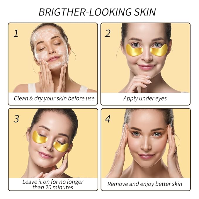 Under Eye Patches (24 Pairs) - Gifts for Women - Golden Under Eye Mask for Dark Circles, Puffiness & Wrinkles, Eye Gels Pads for Refreshing, Revitalizing - Bridesmaid Gifts