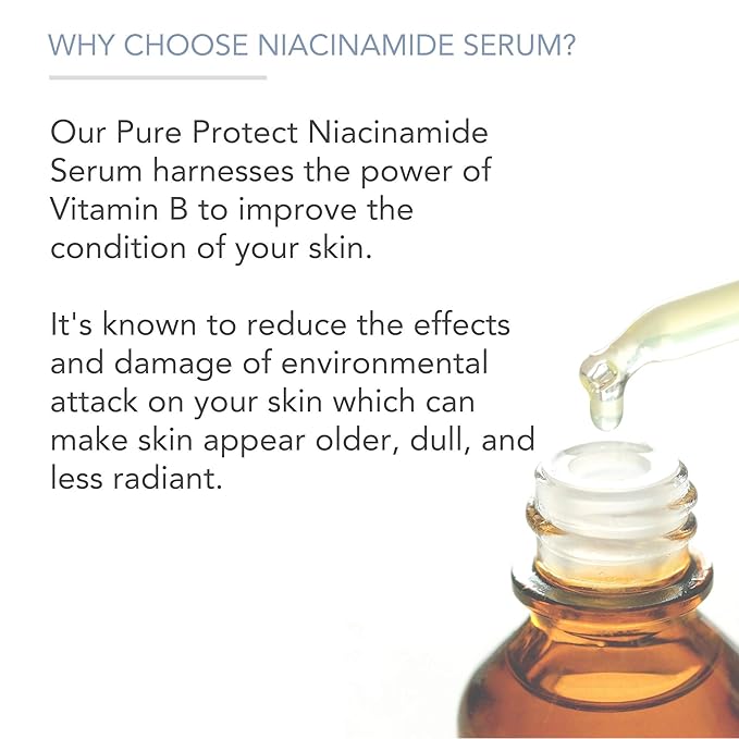 Pure Body Naturals Vitamin B3 Niacinamide Serum, 1 Fluid Ounce - Super Moisturizer Cream for A Younger Looking Face and Body - Pore Reducing Facial Lotion - Pure and Natural Ingredients
