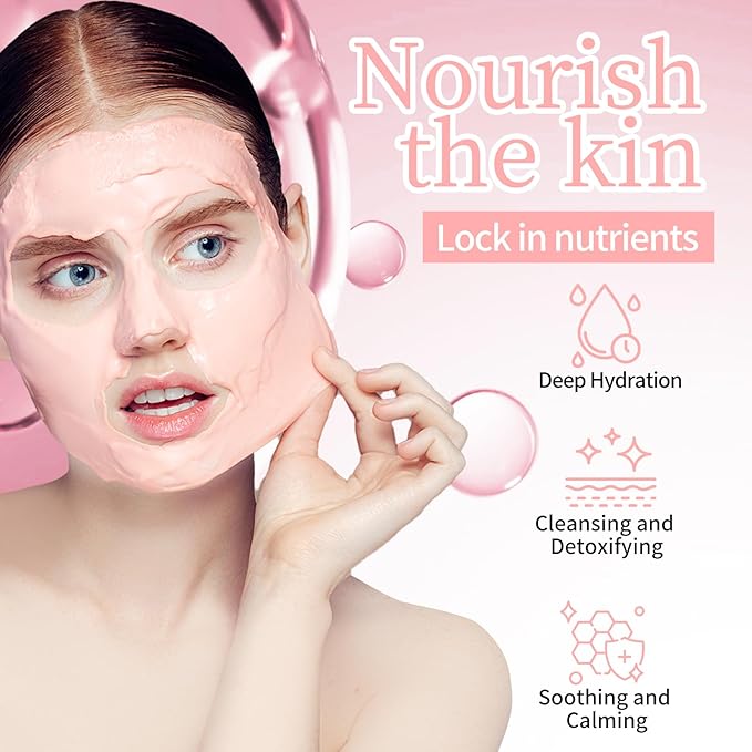 Peel-Off Jelly Mask Hydrating Cleaning Mask Spa Easy DIY Home Spa, Hydrating Icy Jelly Mask For Skin ROSE+Bamboo Charcoal