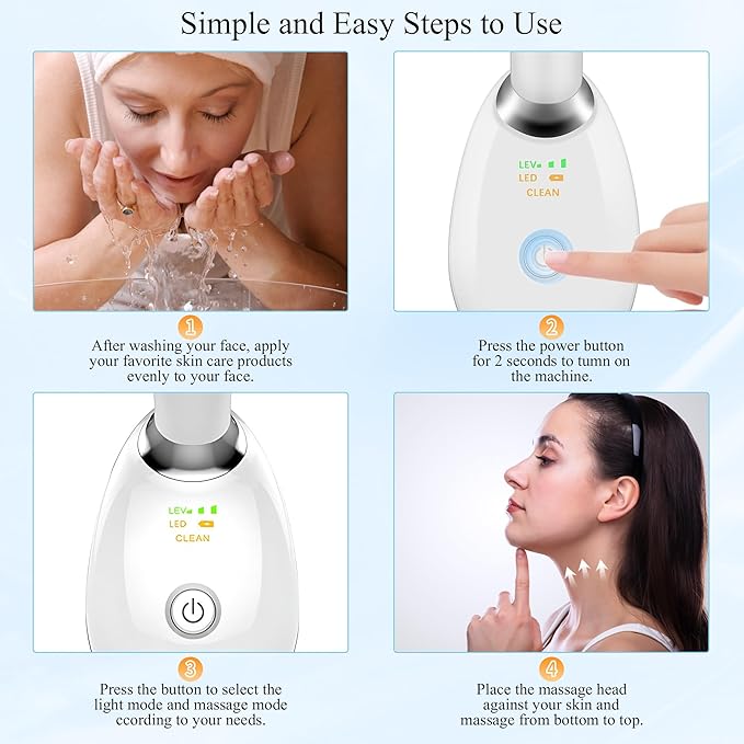 Red Light Therapy for Face, LED Facial & Neck Contouring Device, Face Massager for Reduce Fine Lines & Double Chin, Rejuvenate, Face Lift & Neck Tightening - at Home Daily Skin Care Sculpting Tool