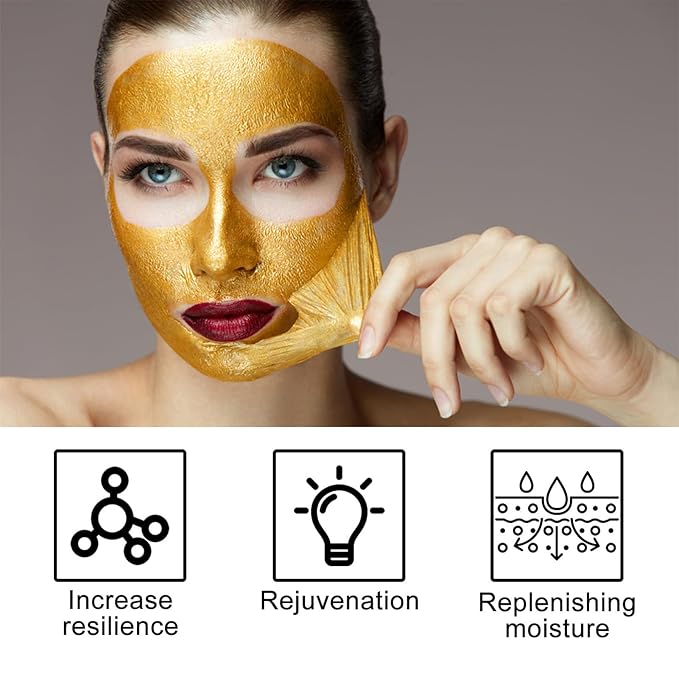 Gold Foil Peel-Off Mask, Peel-Off Anti-Wrinkle Face Mask, 98.4% Gold Face Mask, Remove Blackhead and Deeply Cleans Moisturizing Mask, Golden Peel Off Mask Cleans Pores (1 PCS)
