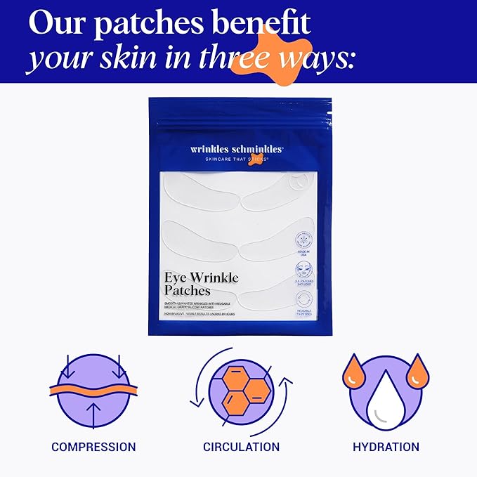 Wrinkles Schminkles Under Eye Patches - Rejuvenate Wrinkles with Medical Grade Silicone Reusable Anti-Wrinkle Patches for Under Eye Treatment, Banish Dark Circles (3 Pairs)