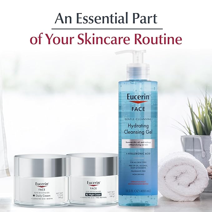 Eucerin Q10 Skin Care Set, Anti Wrinkle Daily Face Cream with Biotin (1.7 Oz) + Anti Wrinkle Night Cream with Pro-Retinol (1.7 Oz), For All Skin Types, Fragrance Free