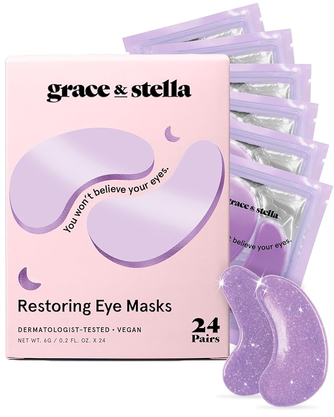 grace & stella Under Eye Patches for Puffy Eyes and Dark Circles (Retinol, 24 Pairs) Restoring Gel Under Eye Masks with Hyaluronic Acid - Vegan Cruelty-Free Skincare Birthday Gifts for Women