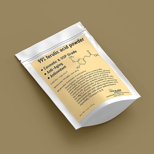 Ferulic Acid Powder Pure 99% Pure Cosmetic Grade Powder Pure Natural, DIY Skincare (2 Oz / 56 Grams), by Talsen Chemicals