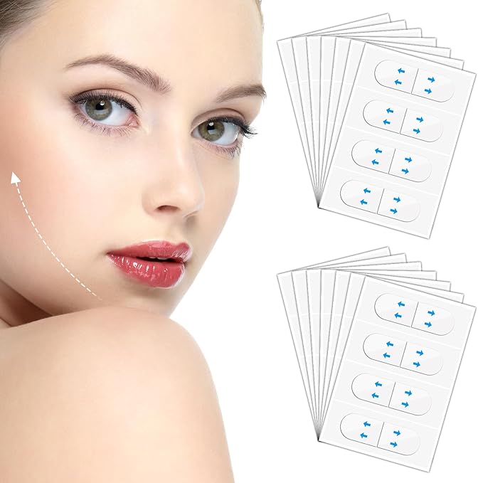 Invisible Lift Tapes 160 Pcs Face Tape Instant Tightening Sticker Portable Neck Patches Saggy Skin Strips Jowls Stickers Face Care Tape Clear Facical Tape for Wrinkle Double Chin Neck