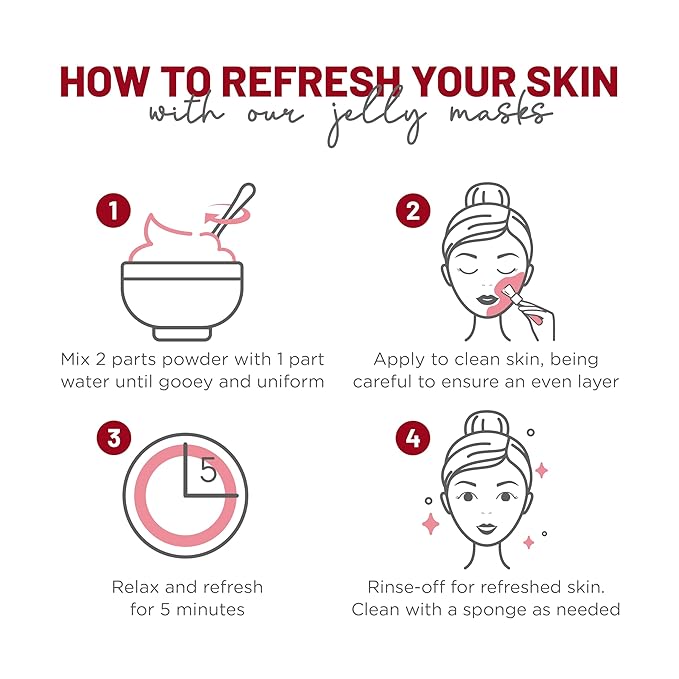 BRÜUN Jelly Mask Jar Red Gold Lactic AC AHA Peel-Off Face Care Rubber Mask | 23 fl oz Skin Care Moisturizing Gel Mask Jar Spa Set