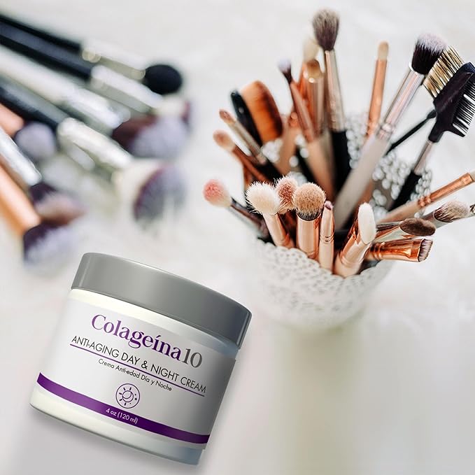 Colageina 10 Anti-Aging Day & Night Cream - Reduce the Appearance of Fine Lines & Wrinkles with Hydrolyzed Collagen and Hyaluronic Acid - 4 oz (120 ml)