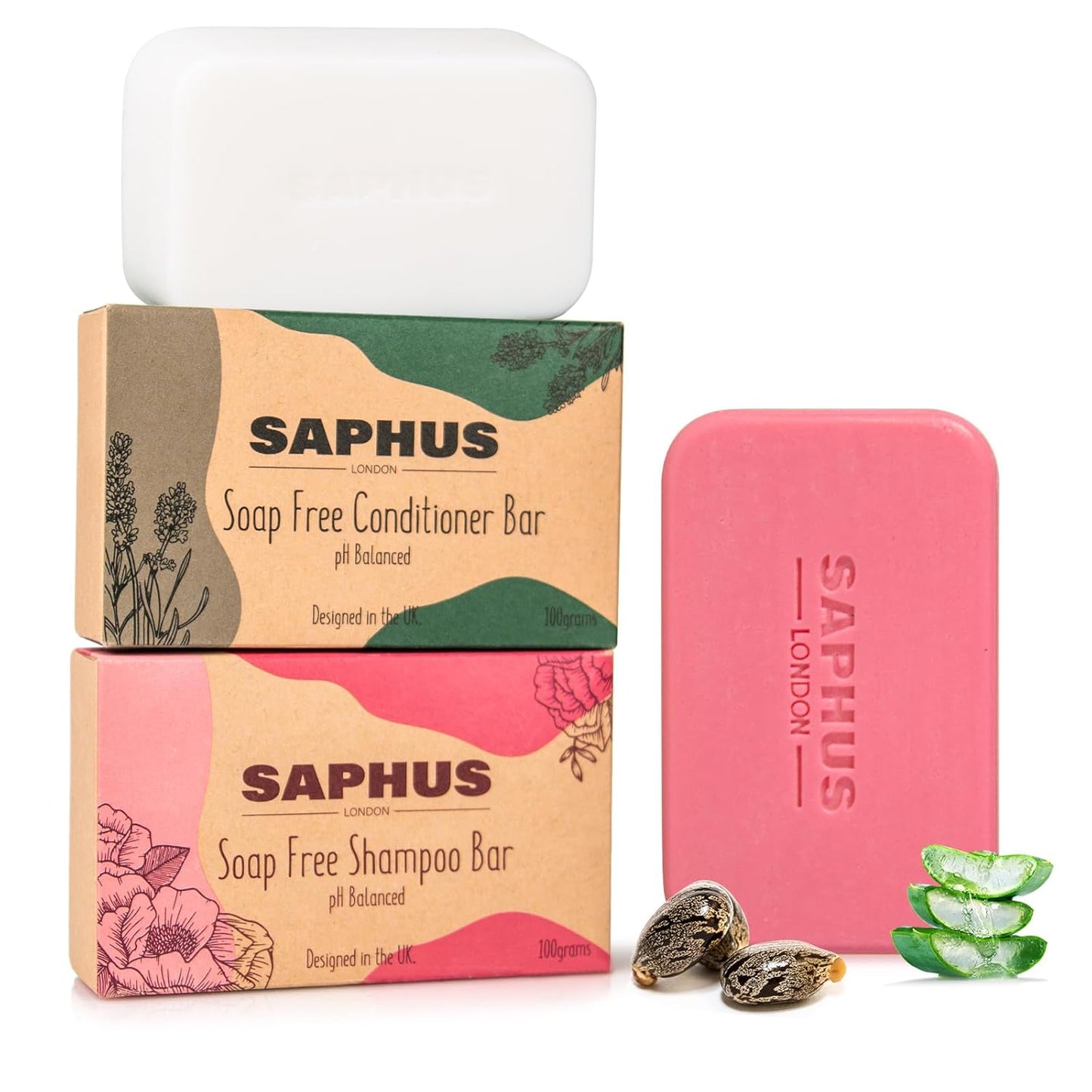 Shampoo Bar and Conditioner Bar Set - Promote Hair Growth & Strengthening, Paraben Free and Sulfate Free with Natural Castor Oil for Men & Women Thinning Hair, 2pc Set