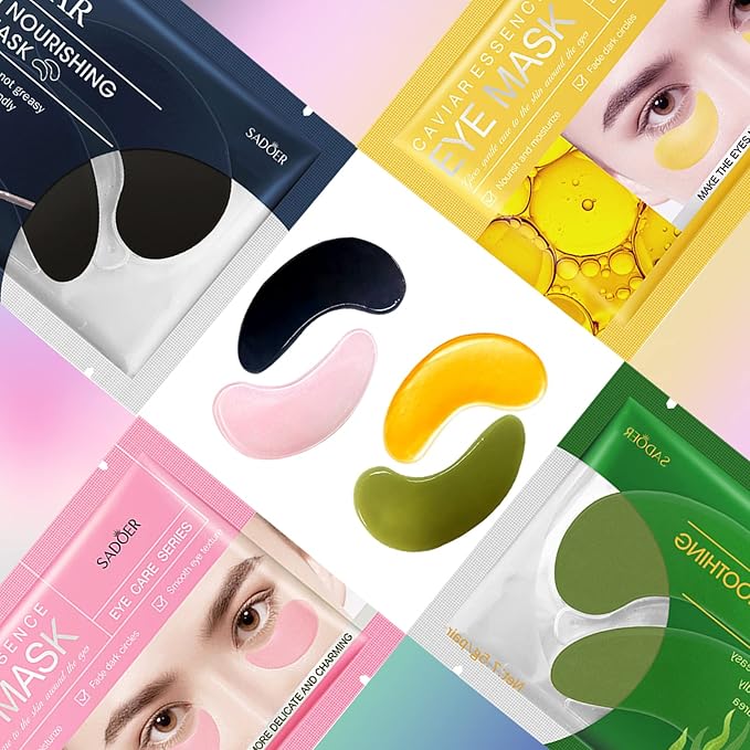 Under Eye Patches -30 Pairs Caviar Essence Eye Mask Eye Pads for Puffy Eyes, Reducing Dark Circles, Anti-Aging, Collagen Eye Mask for Moisturizing, Gold