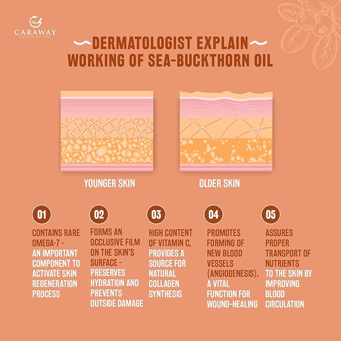 CARAWAY Sea Buckthorn Seed Oil – 1 Fl Oz | Sea Buckthorn Oil for Face | Super Critical Extract of Himalayan Sea Buckthorn Seeds