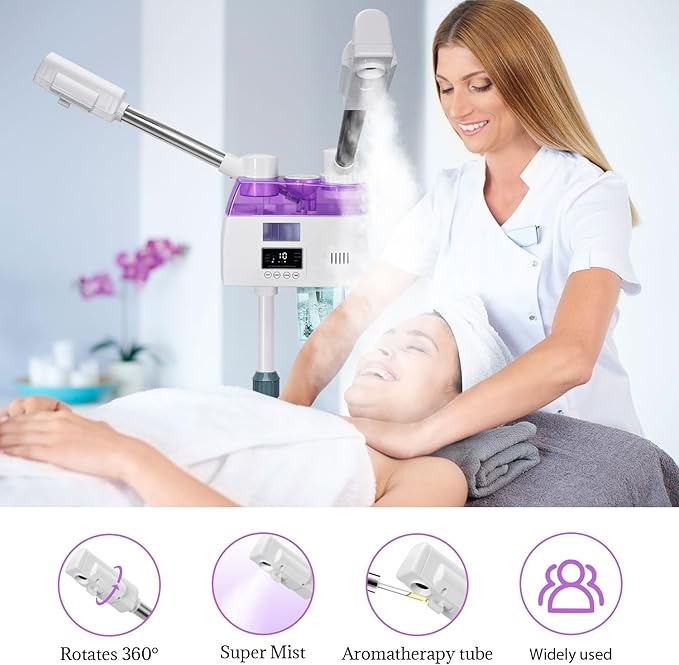 Professional 2 in 1 Facial Steamer, Esthetician Steamer with Hot & Cold Mist, Face Steamer for Facial Deep Cleaning, Facial Steamer for Home Beauty Salon Spa