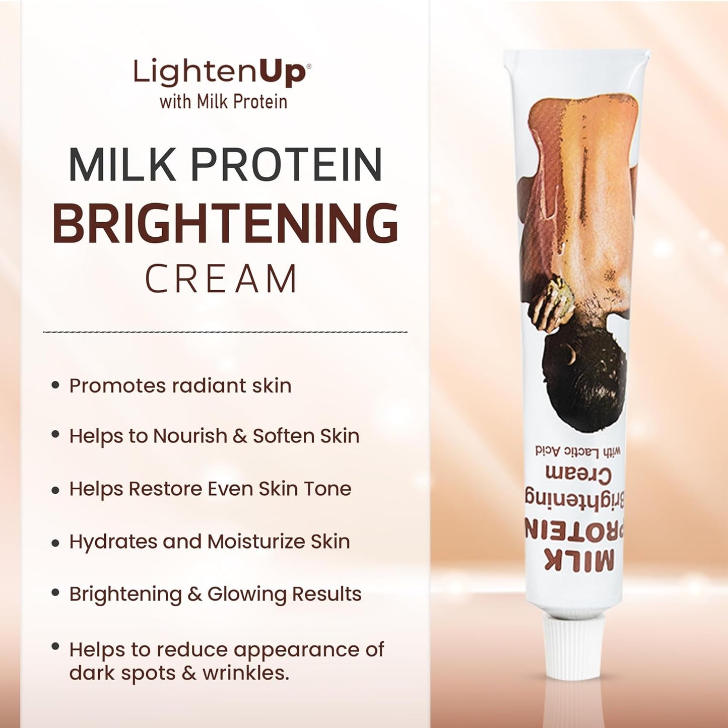 OMIC Lighten-Up Lactic Acid Cream - 1.7 Fl oz / 50 ml - Skin Brightening Cream, AHA Cream, Helps Even Skin Tone - with Vitamin C & Shea Butter