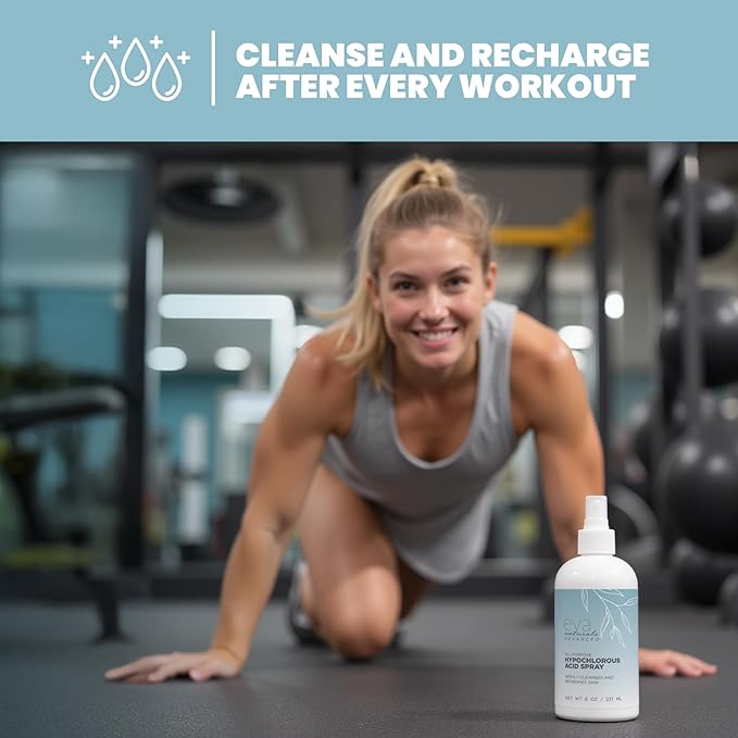 Eva Naturals Hypochlorous Acid Face Spray | Refreshing Facial Cleanser Mist for Sensitive Skin | Post-Workout Skin Toning Spray | Non-Toxic Hydrating Acne Treatment
