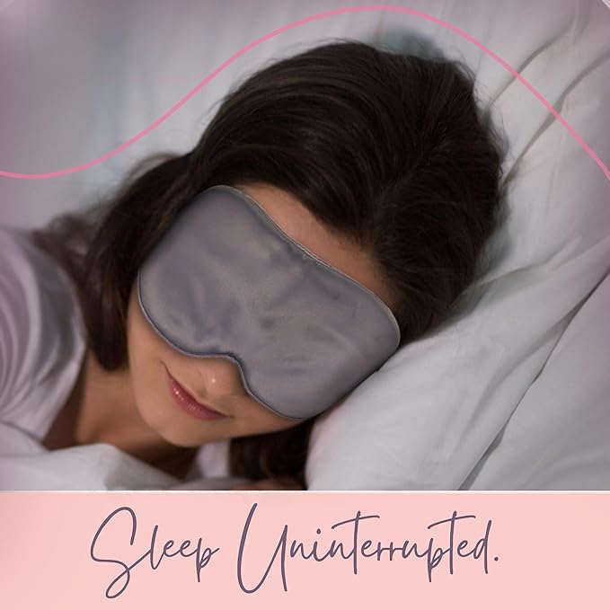 CELESTIAL SILK 100% Silk Sleep Mask for Women with Silk Covered Elastic Strap, Eye Mask for Sleeping (One Size, Charcoal Gray)