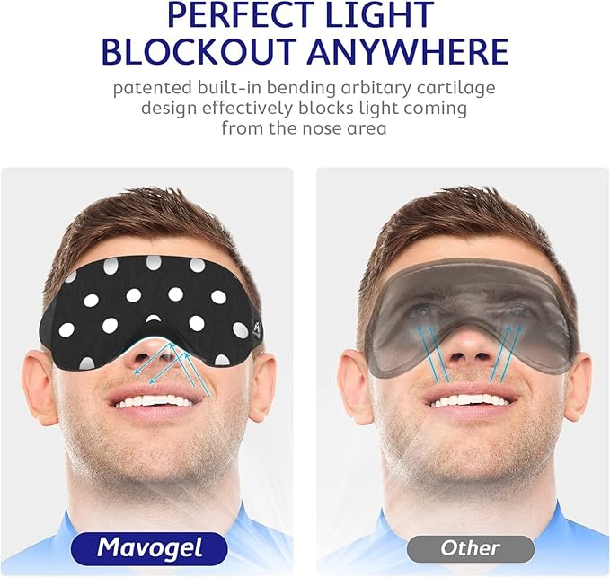 Mavogel Cotton Sleep Mask - Sleep Eye Mask for Men Women, Super Soft and Comfortable Eye Covers, Light Blocking Night Eyemask for Sleeping Yoga Nap Meditation, Includes Travel Pouch (Dot Style)