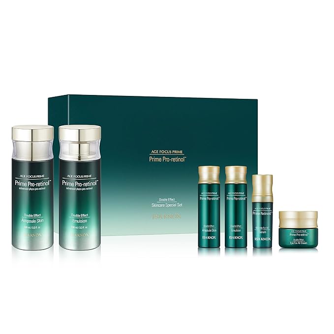 ISA KNOX Age Focus Prime Double Effect Skincare Special Set (8.5 fl oz) - Korean Skincare for Moisturizing, Firming, and Nourishing. with Prime Pro-Retinol™, Phyto DNA, and Phyto Pro-Retinol™.