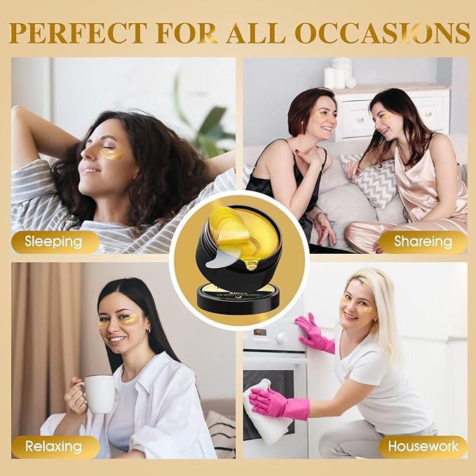 VESPRO 120 PCS 24K Gold Under Eye Patches for Dark Circles and Puffy Eyes, Eye Mask With Collagen and Hyaluronic Acid for Dark Circles, Puffiness and Wrinkles, Eye Skin Care for Women