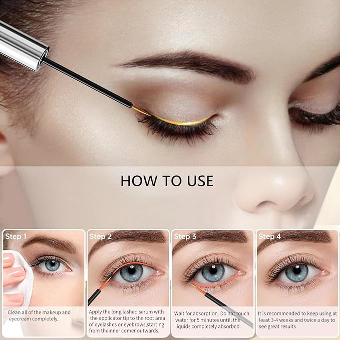 Eyelash Growth Serum - Natural & Nourishing Formula for Longer, Thicker Lashes with Peptides & Biotin | Safe for Sensitive Eyes | 8ml