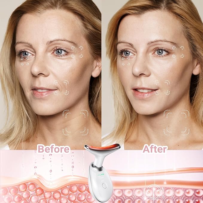 Neck Facial Massager, Light Face Neck Massager for Skin Care, Multifunctional Facial Skincare Tools with Vibration, at Home