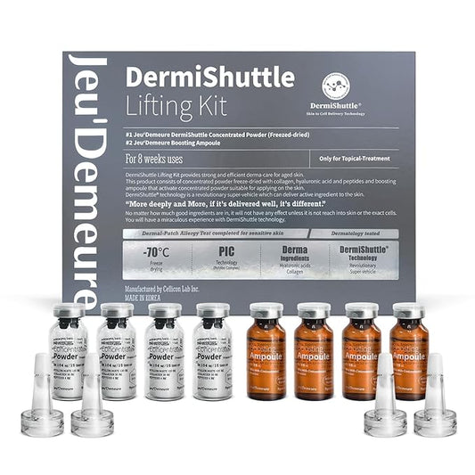JEU'DEMEURE Collagen, Peptide, Hyaluronic Acid Serum, Face Lift with DermiShuttle, Korean Serum for Anti-Aging, Microneedling, Skin-Firming, Brightening, Hydrating for Face (without microneedle)