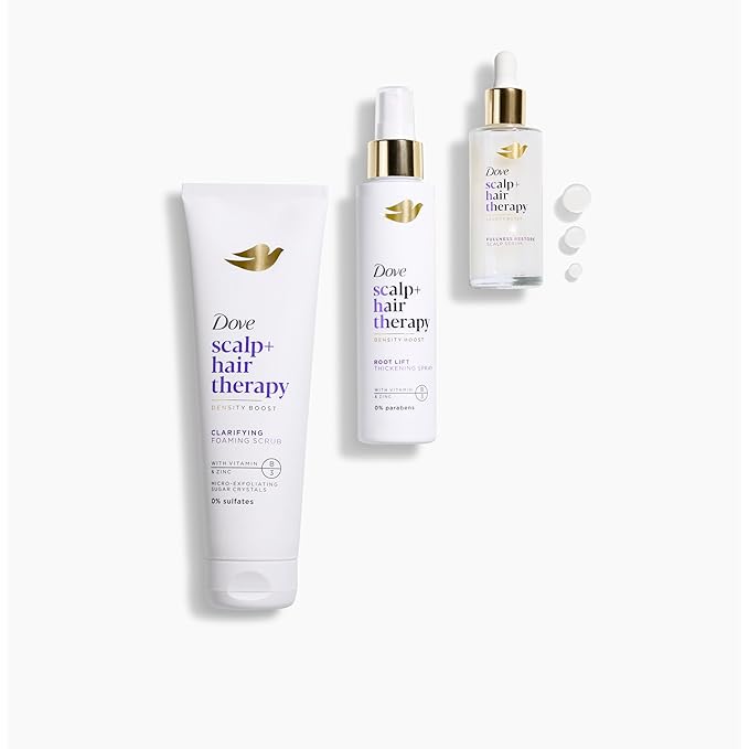 Dove Density Boost Clarifying Foaming Scrub Scalp + Hair Therapy for gentle scalp exfoliation, with Vitamin B3, Zinc and 0% sulfates, 9 oz