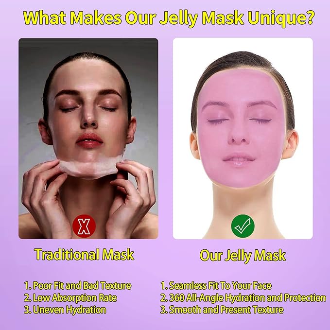 Lavender + Chamomile Patel Jelly Mask, Facial Skin Care- Collagen Peel-Off Jelly Mask Set For Facials, Face Mask For Instant Hydration, Vegan Peel Off Face Mask, For Anti-Aging