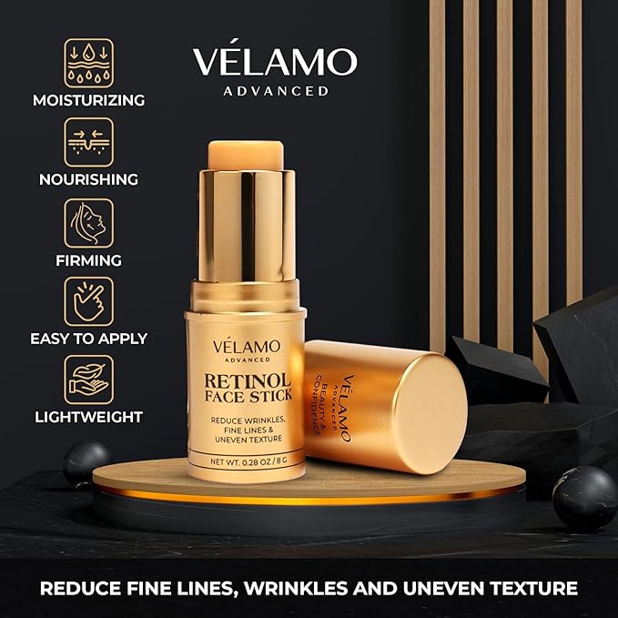 VELAMO ADVANCED Retinol Face Stick: Reduce Fine Lines Wrinkles and Uneven Texture - Retinol Cream Wrinkle Cream for Face Anti Wrinkle Cream Anti Aging Face Cream - 0.28 OZ/8g
