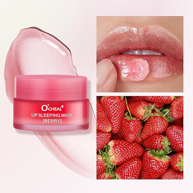 Lip Sleeping Mask Overnight Moisturizer Balm, Berry Lip Mask, Day and Night Repair Lip Balm for Improves Dryness Cracked, Moisturize and Nourish Lip Scrubs Exfoliate Reduce Lip Lines (Berry)