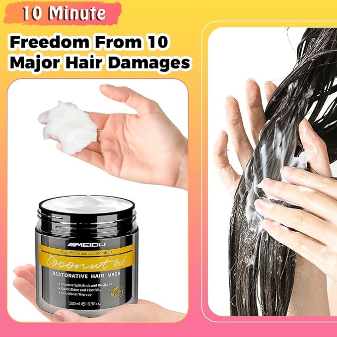 Ivnil Keratin Hair Mask for Damaged Hair, Hair Treatment Mask for Color Treated Hair Deep Conditioner, Coconut Oil Deep Repair Conditioning for All Hair Types