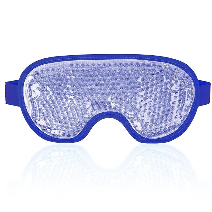 NEWGO Cooling Eye Mask for Puffy Eyes, Cold Eye Mask Eye Ice Pack for After Eyes Surgery, Tension Stress Relief, Itchy Eyes, Headaches, Dark Circles - Navy Blue