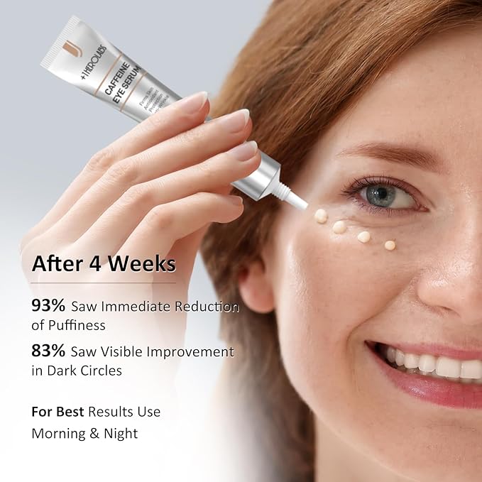 Caffeine Eye Cream for Dark Circles, Puffiness & Puffy Bags - Under Eye Serum with Caffeine, Niacinamide, Hyaluronic Acid, Vitamin E & Peptides, 0.7 Fl Oz (Pack of 2)