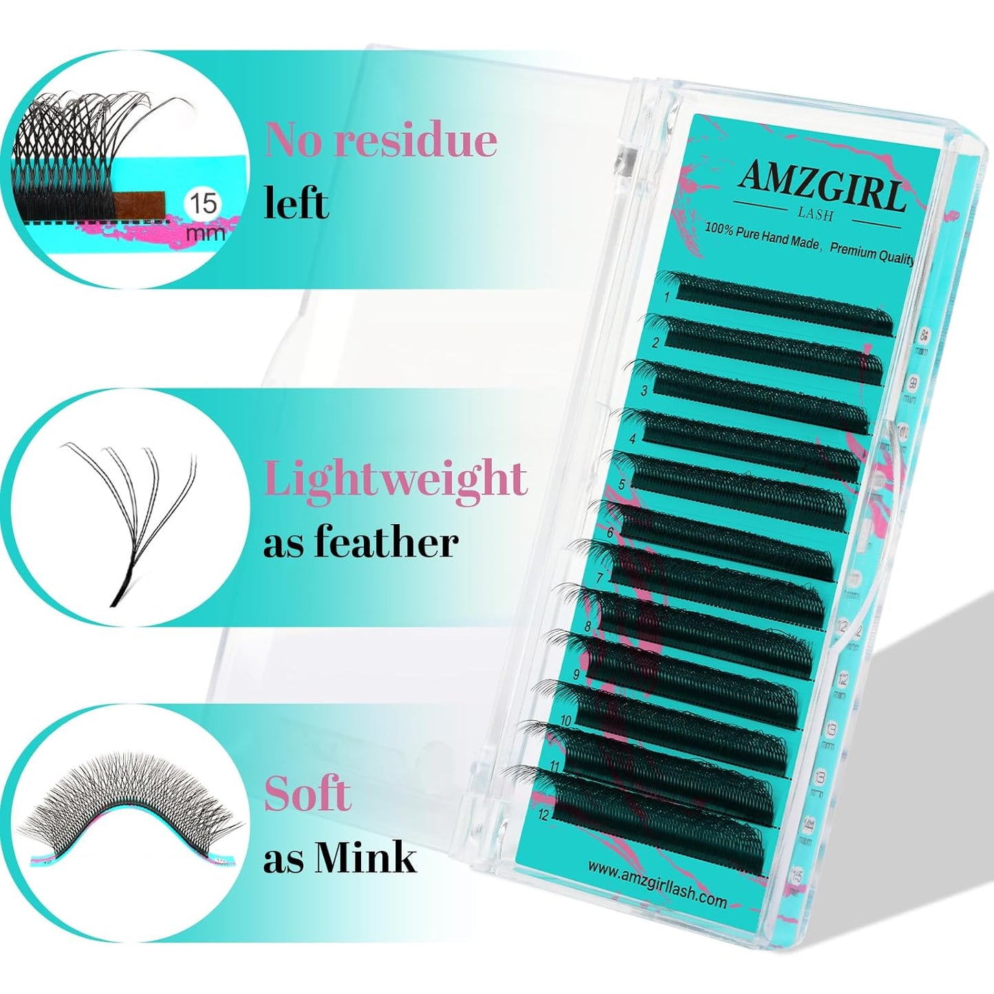 Individual Lashes Cashmere Volume Lash Extensions C Curl 8DW Premade Eyelashes Mixed and Single Tray,Soft and Dense Rapid Blooming Lashes,Eyelash Extensions for Professional Use(8-15mm)