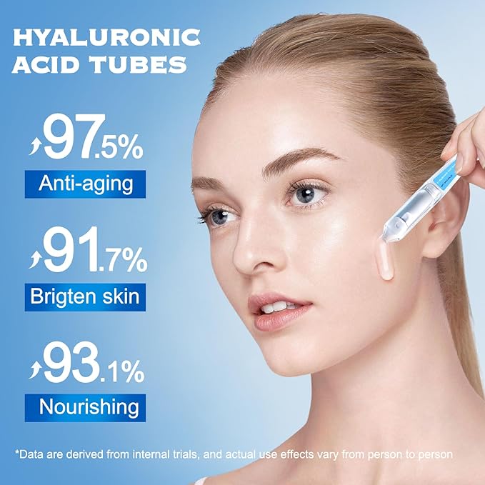 60Pcs 3% Hyaluronic Acid Serum Ultra-Hydrating Vials,Hyaluronic Acid Tubes,Ultra Hydrating Serum,Hyaluronic Acid Serum for Face,Single-Use Hyaluronic Acid Tubes Vials(2Box)