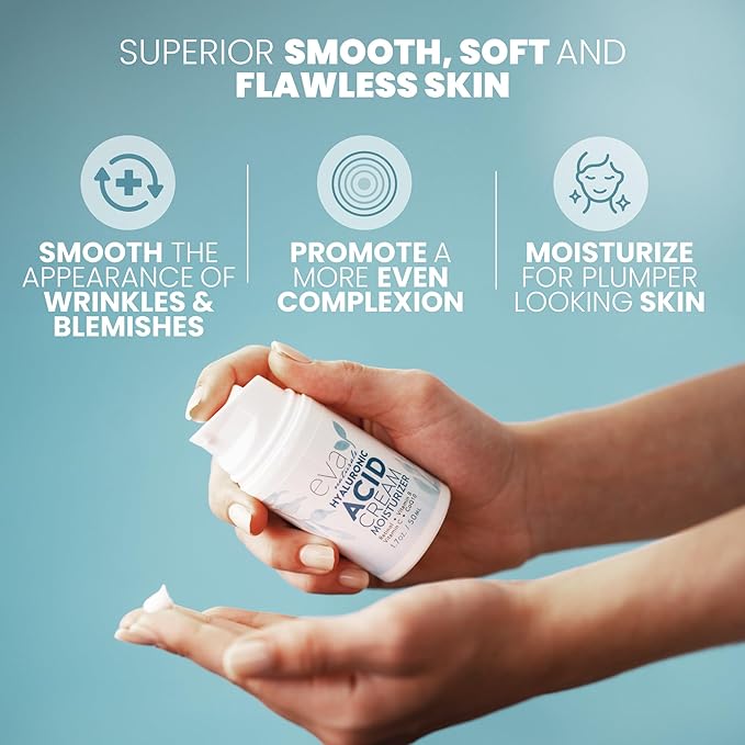 Eva Naturals Hydrating Face Cream with Hyaluronic Acid - Anti-Aging, Wrinkle Face Moisturizer for Women and Men, With Aloe Vera & Retinol For Face - Firming Day & Night Cream (1.7 Fl Oz)