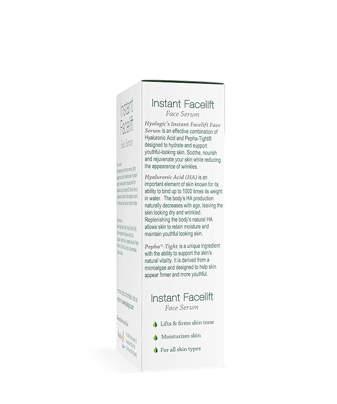 Hyalogic Instant Facelift Serum w/Hyaluronic Acid & Pepha Tight Formula to Lift, Firm & Tighten Skin - Lessens Fines Lines & Wrinkles - 1oz