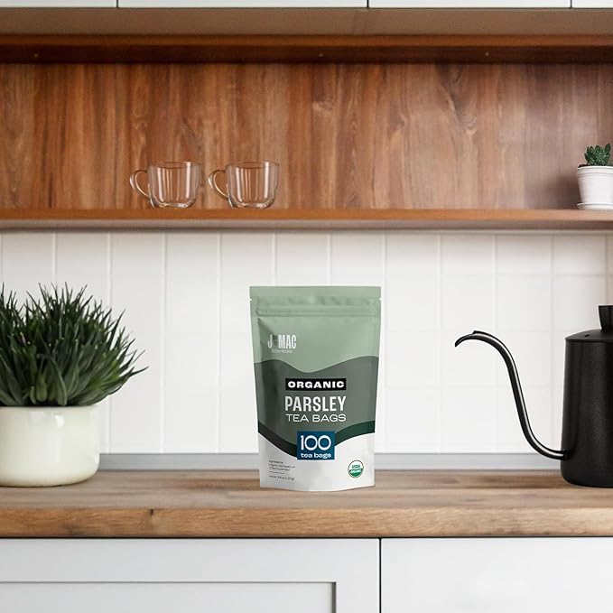 J Mac Botanicals, Organic Parsley Leaf (100 Count) - Certified by Organic Certifiers, Inc. - Quality Tea From Nile Valley, Egypt, Packaged in the USA