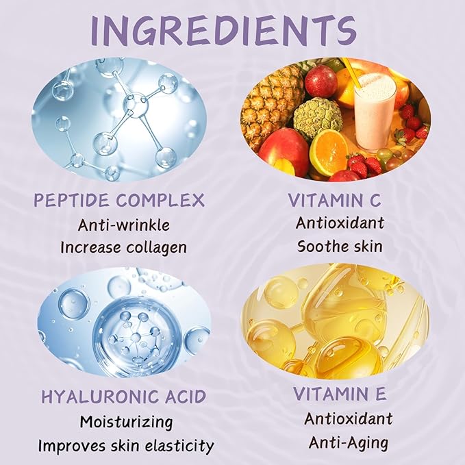 Lift and Firm Peptides Serum for Face - Face Serum for Women - Peptide Se rum with Hyaluronic Acid, Vitamin C,E - Hydrating Anti Aging