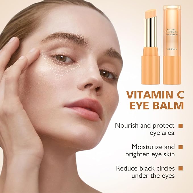 2PCS Revive Glow Vitamin C Eye Balm, Hydrating Eye Cream,Improve Dark Circles,Brightens Skin Tone,Reduces Puffiness