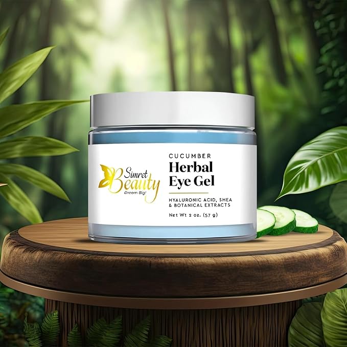 Eye Cream for Dark Circles, Anti-Aging Herbal Eye Gel with Hyaluronic Acid, Caffeine, Coffee, and Shea - Best for Puffiness, Wrinkles, and Fine Lines