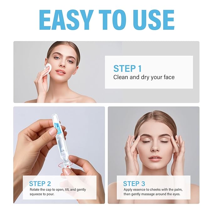 Ultra-Hydrating Serum, 3% Hyaluronic Acid Tube for Face Smoother Softer Skin, Pre-makeup Skin Care Hydrating Essence, 30 Pack