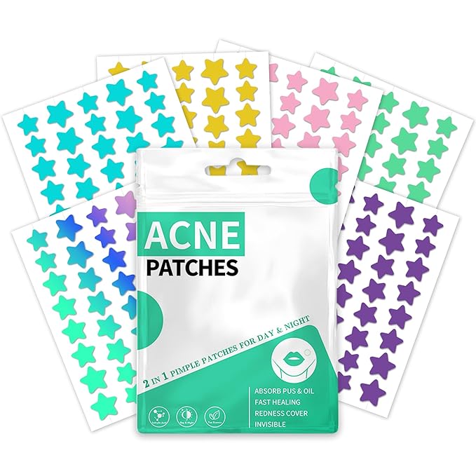 Pimple Patches For Face 240 Counts Hydrocolloid Acne Patches Colorful Zit Patches Acne Dots Blemish Patches with Salicylic Acid Tea Tree Oil Calendula Oil 3 Sizes Acne Patches Star Pimple Patches
