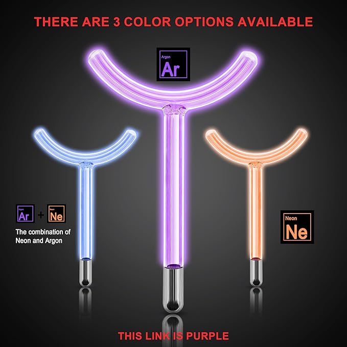 Electrode Wand Glass Tube Handheld Spare Parts for Hi Frequency Instrument Elitzia ETHB01 (Purple Y Shape)