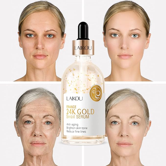 Snail Serum for Face,Hyaluronic Acid Serum with Vitamin B3 Oil Niacinamide Serum Facial 24k Gold Snail Collagen Reduces Fine Lines Brightening Nourishing Hydrating Face Serum Skincare Product