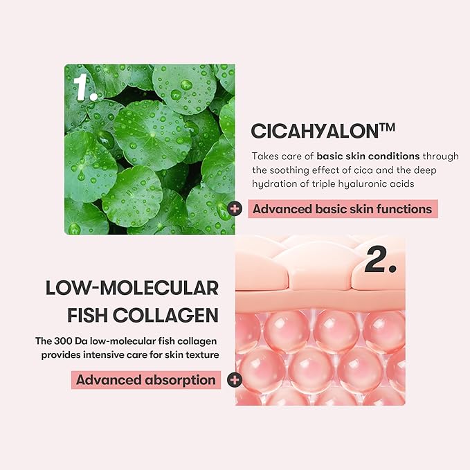 VT COSMETICS Cica Collagen Essence, 300Da Collagen Extract & Peptide Complex for Firming, Plumping, and Improving Skin Elasticity. Korean Skincare, Pink Collagen Serum