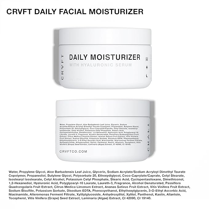 CRVFT Men’s Facial Care Kit | Aloe Vera Face Wash 3oz | Hyaluronic Moisturizer 1oz | Charcoal Exfoliating Scrub 1.7oz | 3 Piece Complete Daily Skin Care System | Look + Feel Your Best [Scented]
