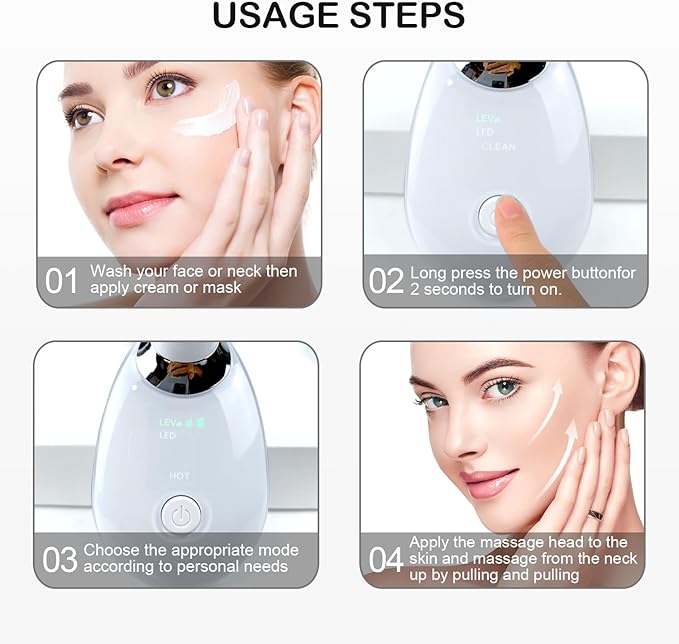 Face and Neck Massager，7 Color Multifunctional Facial Skin Care Tools, Led Face and Neck Beauty Device for Home Use