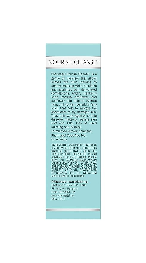 Pharmagel Nourish Cleanse Hydrating Facial Cleanser | Face Cleanser & Makeup Remover | Natural Face Wash for All Skin Types – 3.7 oz
